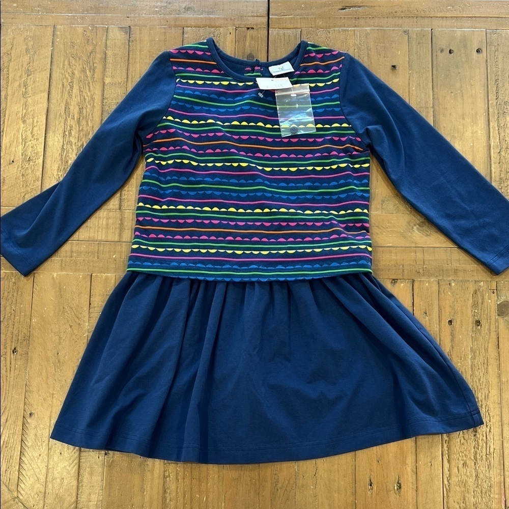 Florence Eiseman navy rainbow stripe drop waist dress nwt 6 years